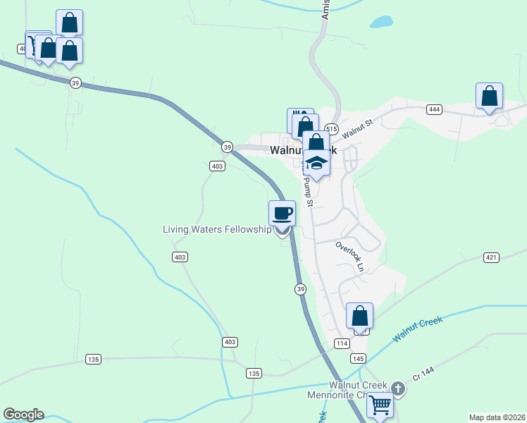 map of restaurants, bars, coffee shops, grocery stores, and more near 2777 Cove Lane in Millersburg