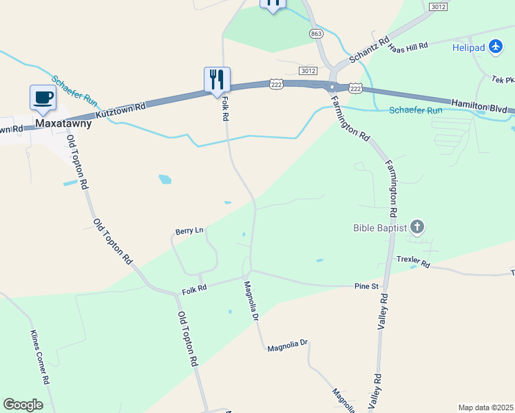 map of restaurants, bars, coffee shops, grocery stores, and more near 238 Folk Road in Breinigsville