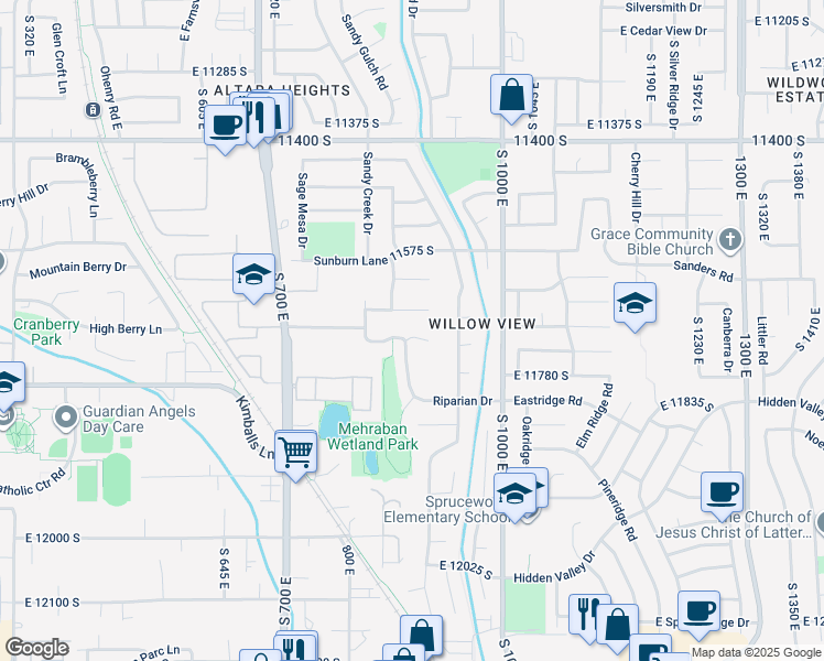 map of restaurants, bars, coffee shops, grocery stores, and more near 868 East 11680 South in Draper