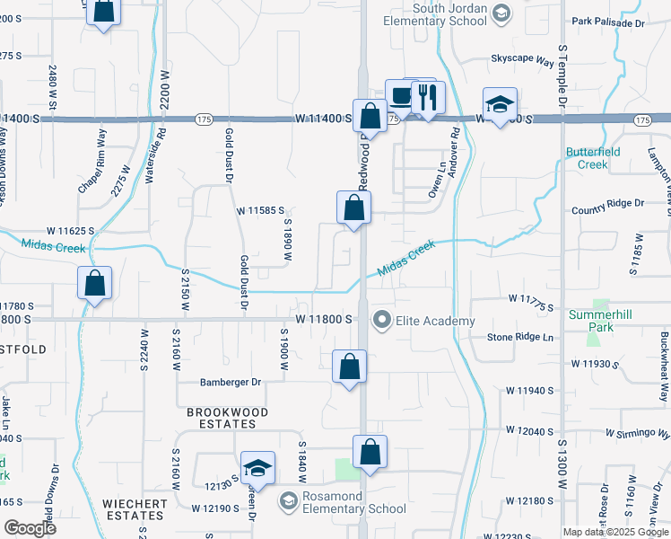 map of restaurants, bars, coffee shops, grocery stores, and more near 1767 South Lunford Lane in Riverton