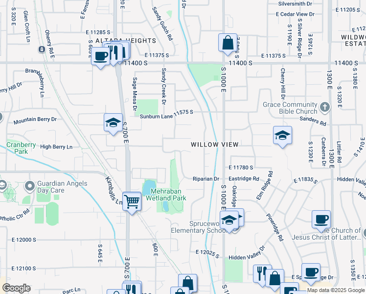 map of restaurants, bars, coffee shops, grocery stores, and more near 868 East 11680 South in Draper