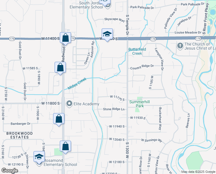 map of restaurants, bars, coffee shops, grocery stores, and more near 11697 Tattered Angel Cove in Riverton