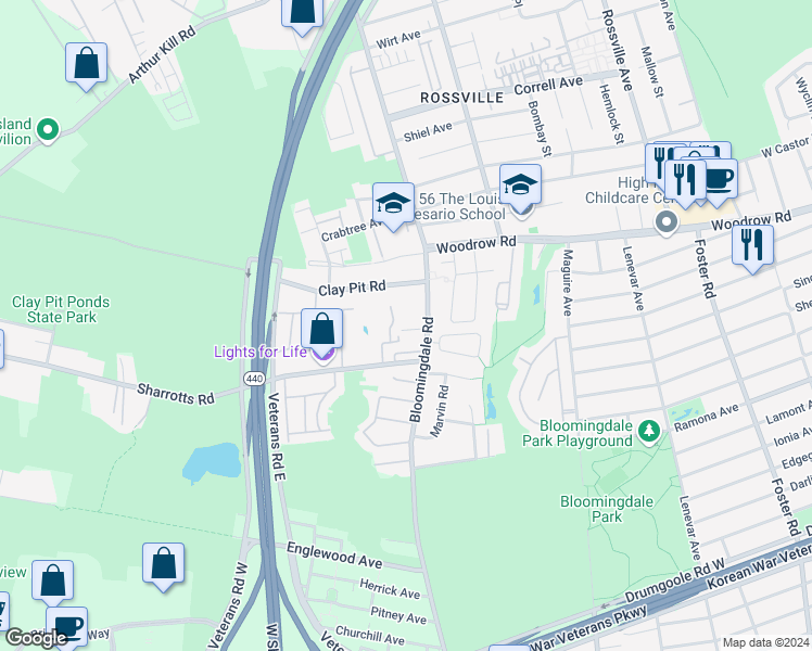 map of restaurants, bars, coffee shops, grocery stores, and more near 29 Jade Court in Staten Island