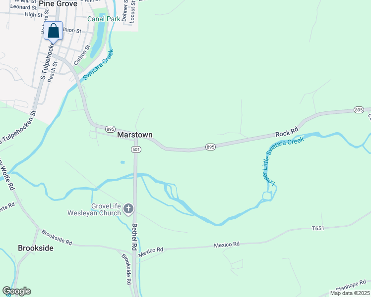 map of restaurants, bars, coffee shops, grocery stores, and more near 149 Rock Road in Pine Grove