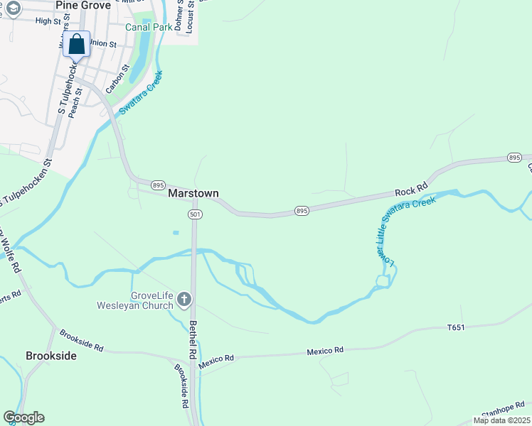 map of restaurants, bars, coffee shops, grocery stores, and more near 149 Rock Road in Pine Grove