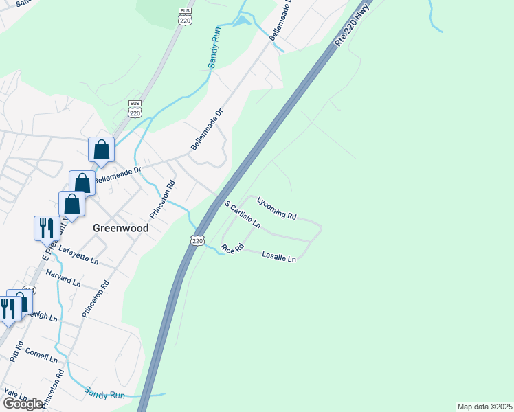 map of restaurants, bars, coffee shops, grocery stores, and more near 1003 Lycoming Road in Altoona