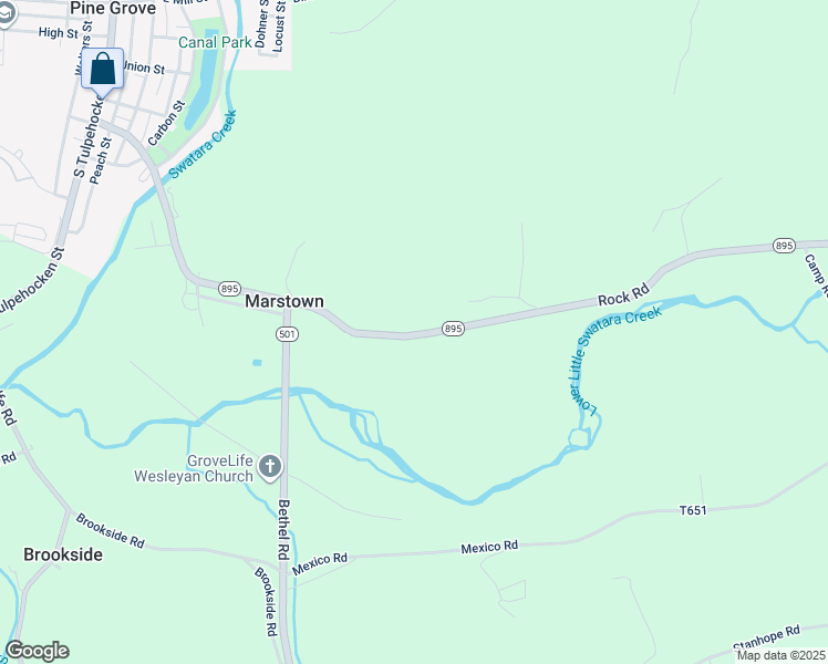 map of restaurants, bars, coffee shops, grocery stores, and more near 149 Rock Road in Pine Grove