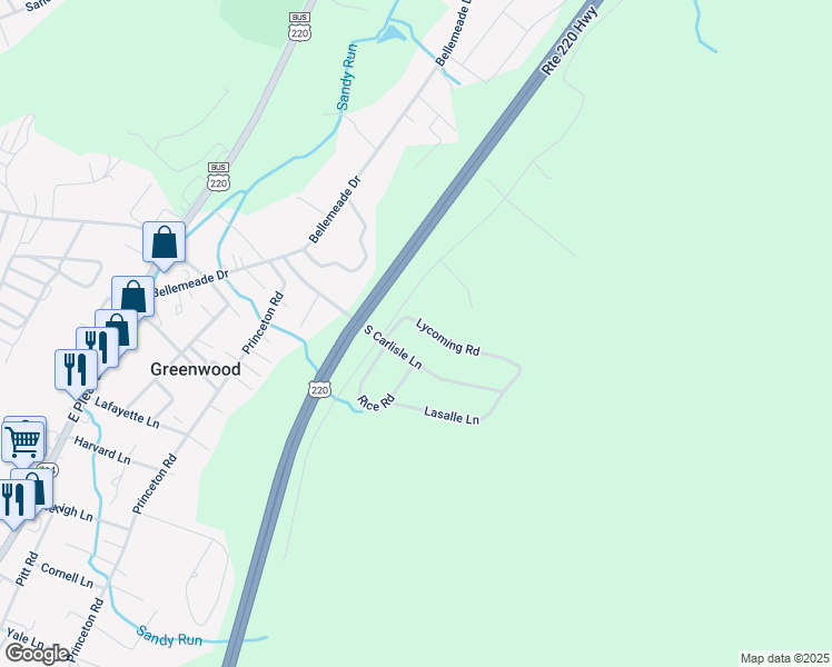 map of restaurants, bars, coffee shops, grocery stores, and more near 1003 Lycoming Road in Altoona