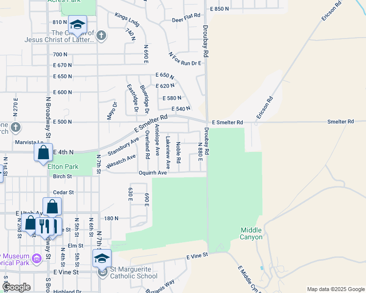 map of restaurants, bars, coffee shops, grocery stores, and more near 806 Uintah Avenue in Tooele