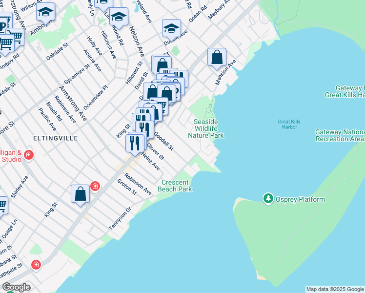 map of restaurants, bars, coffee shops, grocery stores, and more near 218 Wiman Avenue in Staten Island
