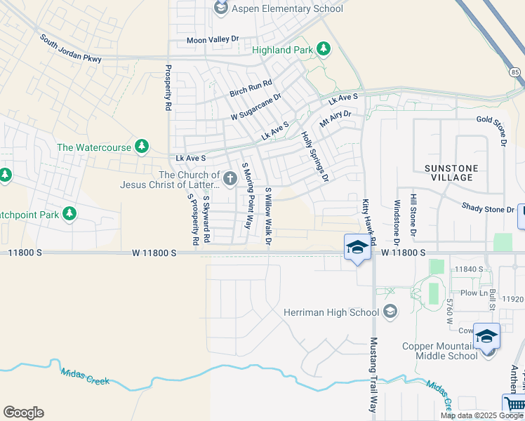 map of restaurants, bars, coffee shops, grocery stores, and more near 11664 South Willow Walk Drive in South Jordan