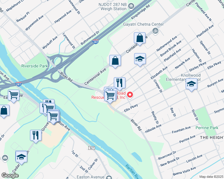 map of restaurants, bars, coffee shops, grocery stores, and more near 15 Bound Brook Avenue in Piscataway