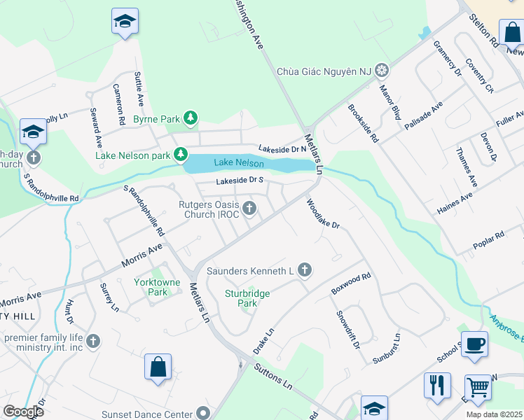 map of restaurants, bars, coffee shops, grocery stores, and more near 8 Clarendon Place in Piscataway