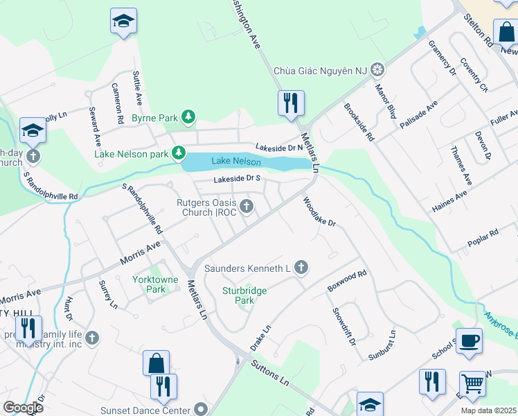 map of restaurants, bars, coffee shops, grocery stores, and more near 8 Clarendon Place in Piscataway
