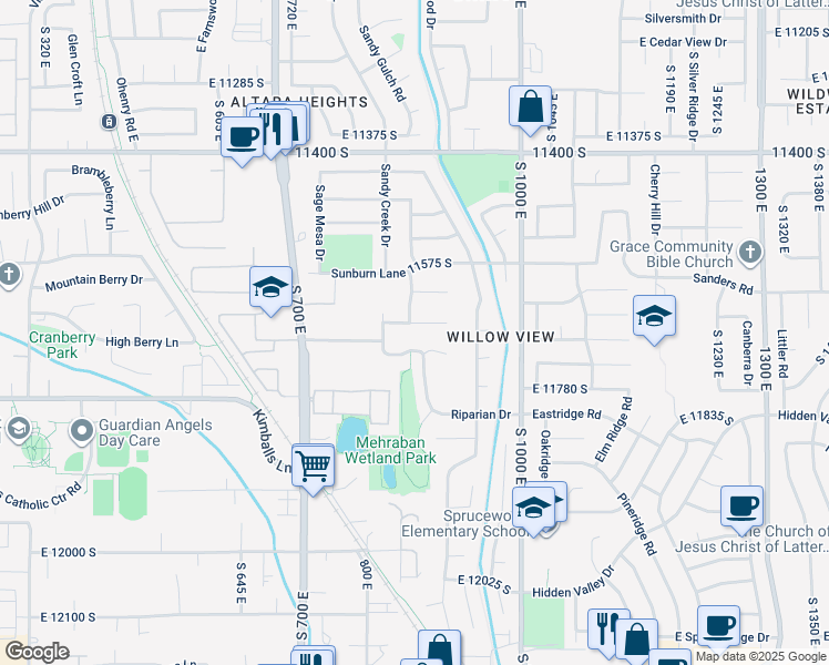 map of restaurants, bars, coffee shops, grocery stores, and more near 868 East 11680 South in Draper
