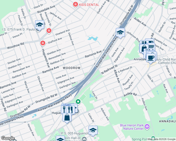 map of restaurants, bars, coffee shops, grocery stores, and more near 505 Edgegrove Avenue in Staten Island