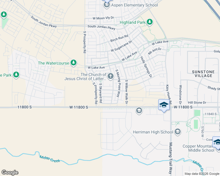map of restaurants, bars, coffee shops, grocery stores, and more near 6336 West Meadow Grass Drive in South Jordan