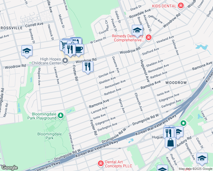 map of restaurants, bars, coffee shops, grocery stores, and more near 819 Rensselaer Avenue in Staten Island