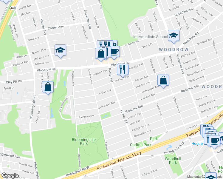 map of restaurants, bars, coffee shops, grocery stores, and more near 916 Sinclair Avenue in Staten Island