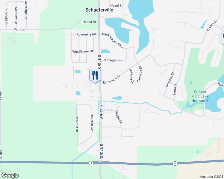 map of restaurants, bars, coffee shops, grocery stores, and more near 1520 El Camino Drive in Pekin