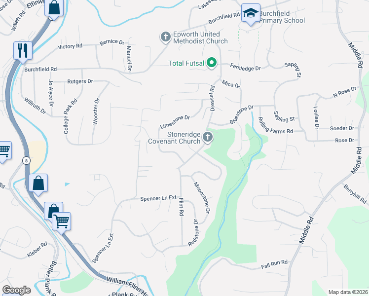map of restaurants, bars, coffee shops, grocery stores, and more near 524 Stoneridge Drive in Allegheny County