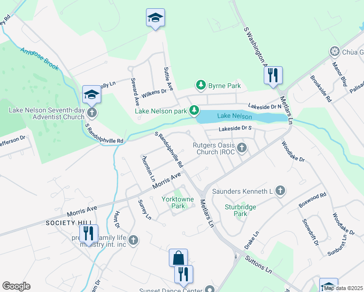 map of restaurants, bars, coffee shops, grocery stores, and more near 5 Michelle Court in Piscataway