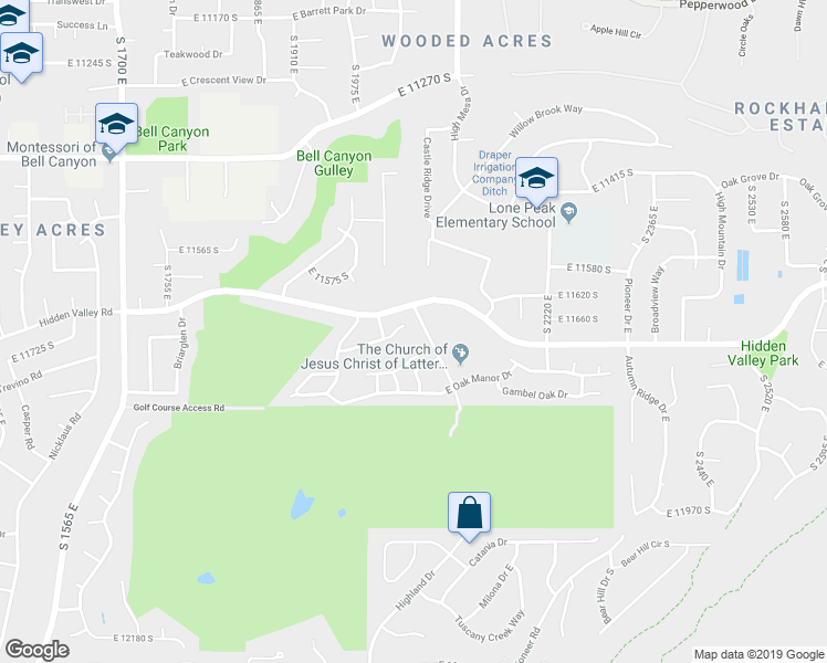 map of restaurants, bars, coffee shops, grocery stores, and more near 2058 Hidden Village Circle in Sandy