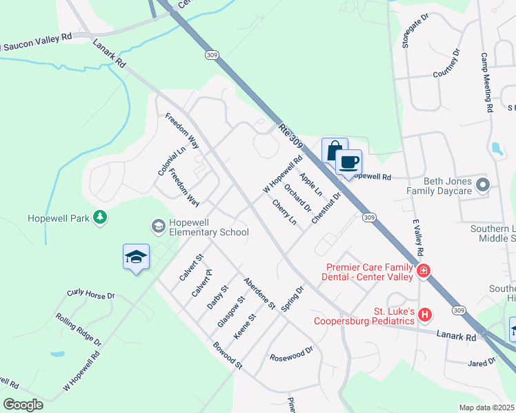 map of restaurants, bars, coffee shops, grocery stores, and more near 4757 Lanark Road in Lehigh County