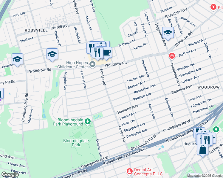 map of restaurants, bars, coffee shops, grocery stores, and more near 879 Sheldon Avenue in Staten Island