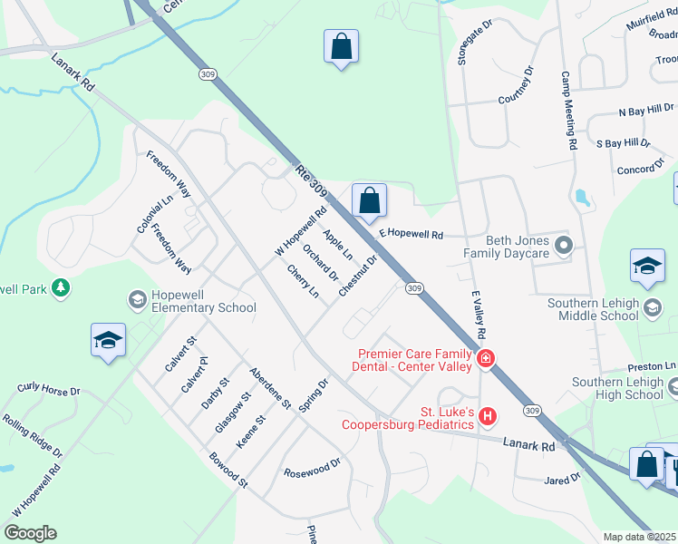 map of restaurants, bars, coffee shops, grocery stores, and more near 4871 Orchard Drive in Lehigh County