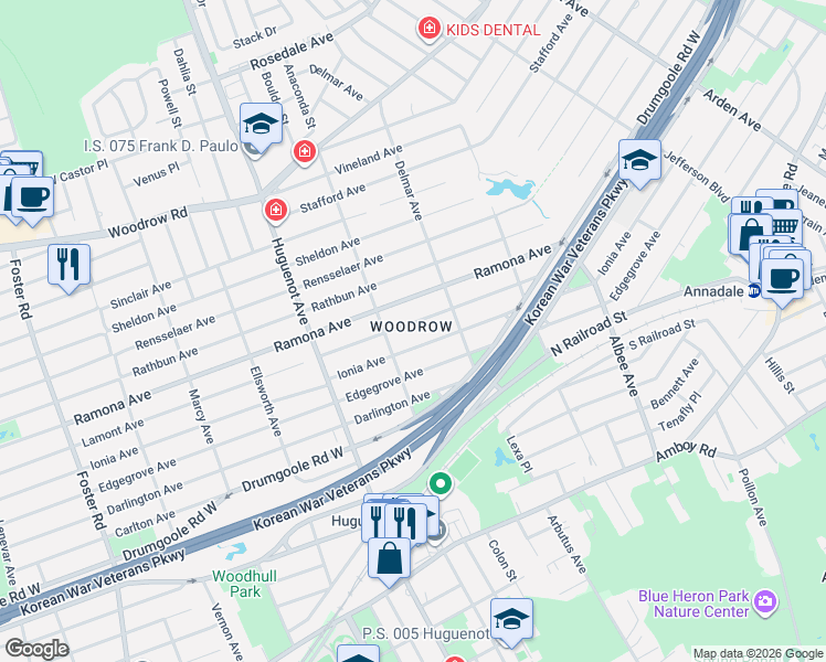 map of restaurants, bars, coffee shops, grocery stores, and more near 561 Ionia Avenue in Staten Island