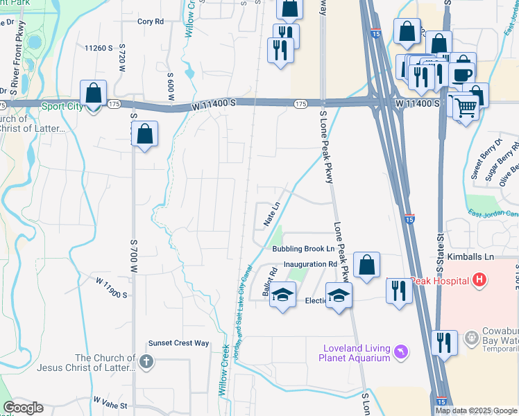 map of restaurants, bars, coffee shops, grocery stores, and more near 11671 Clintwood Drive in Draper