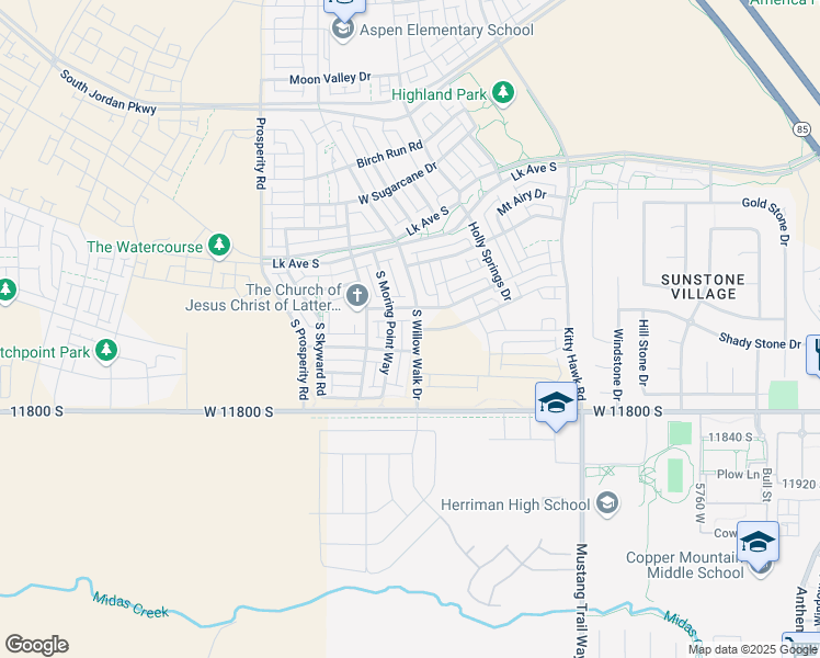 map of restaurants, bars, coffee shops, grocery stores, and more near 11664 South Willow Walk Drive in South Jordan