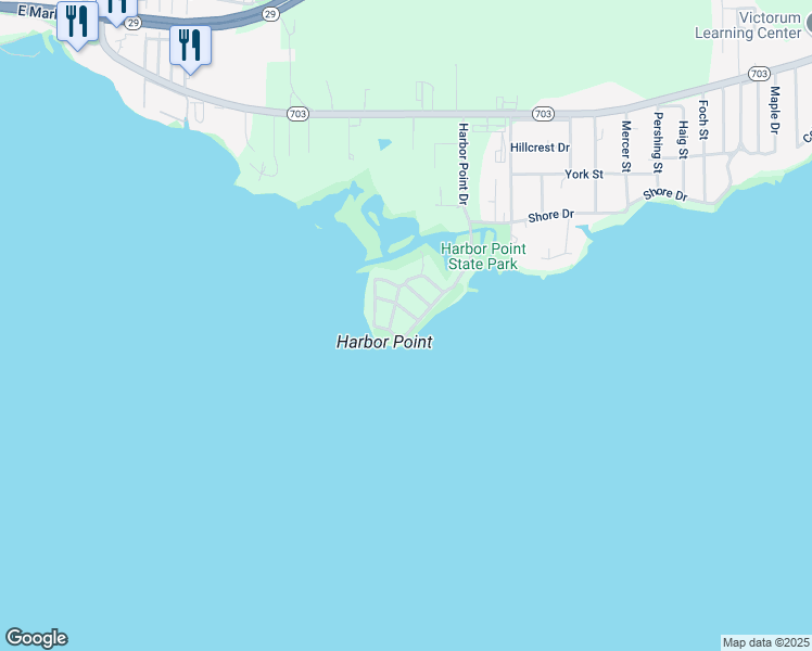 map of restaurants, bars, coffee shops, grocery stores, and more near 704 Harbor Point Drive in Celina