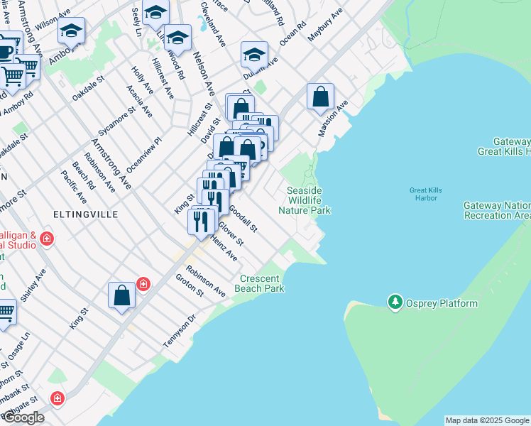 map of restaurants, bars, coffee shops, grocery stores, and more near 218 Wiman Avenue in Staten Island