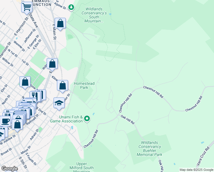 map of restaurants, bars, coffee shops, grocery stores, and more near 365 Stoneridge Road in Emmaus