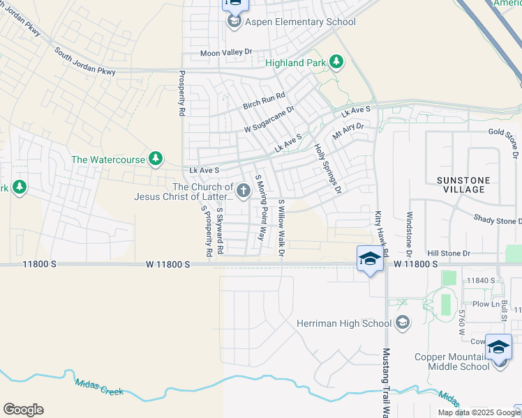 map of restaurants, bars, coffee shops, grocery stores, and more near 11656 South Moring Point Way in South Jordan