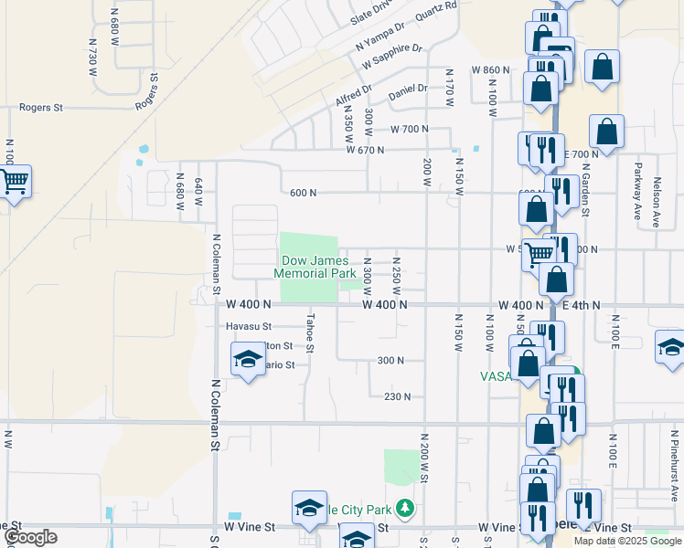map of restaurants, bars, coffee shops, grocery stores, and more near 437 Jason Avenue in Tooele