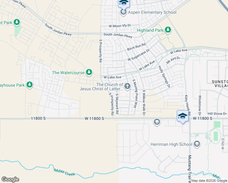 map of restaurants, bars, coffee shops, grocery stores, and more near 6412 West Verdant Hills Way in South Jordan