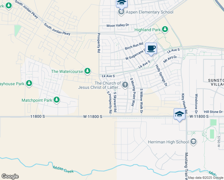 map of restaurants, bars, coffee shops, grocery stores, and more near 11638 South Skyward Road in South Jordan