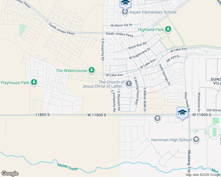 map of restaurants, bars, coffee shops, grocery stores, and more near South Prosperity Road in South Jordan