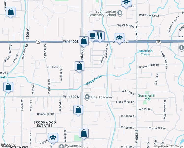 map of restaurants, bars, coffee shops, grocery stores, and more near 11618 South Old Cedar Drive in South Jordan