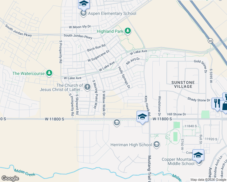 map of restaurants, bars, coffee shops, grocery stores, and more near 6181 West Folly Island Way in South Jordan