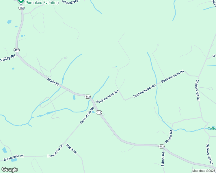 map of restaurants, bars, coffee shops, grocery stores, and more near 3563 Buckwampum Road in Riegelsville