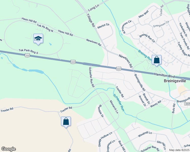 map of restaurants, bars, coffee shops, grocery stores, and more near 859 Swallow Tail Lane in Breinigsville
