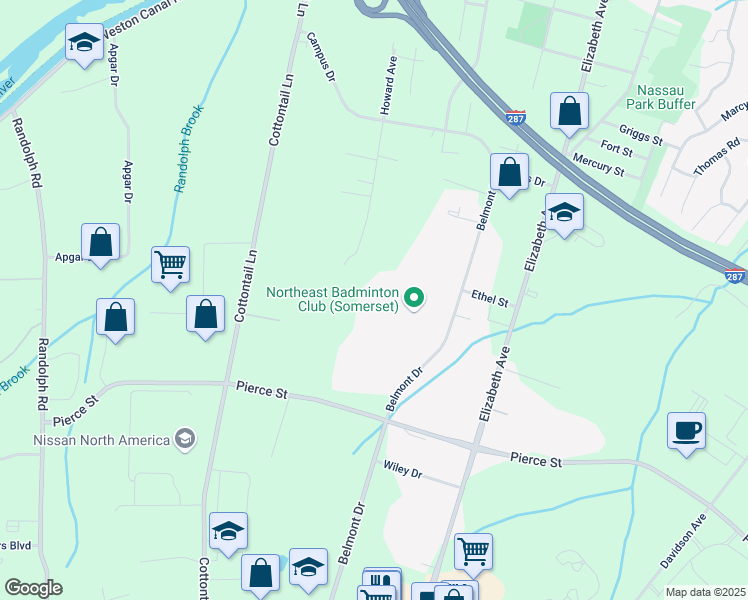 map of restaurants, bars, coffee shops, grocery stores, and more near 665 Howard Avenue in Franklin Township
