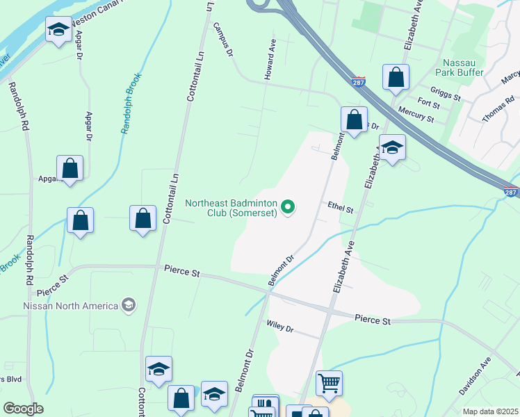 map of restaurants, bars, coffee shops, grocery stores, and more near 665 Howard Avenue in Franklin Township