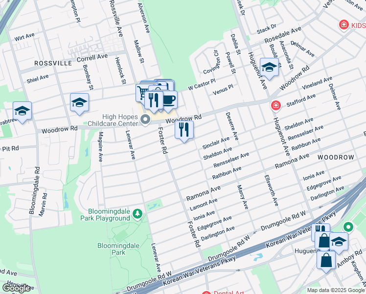map of restaurants, bars, coffee shops, grocery stores, and more near 799 Stafford Avenue in Staten Island