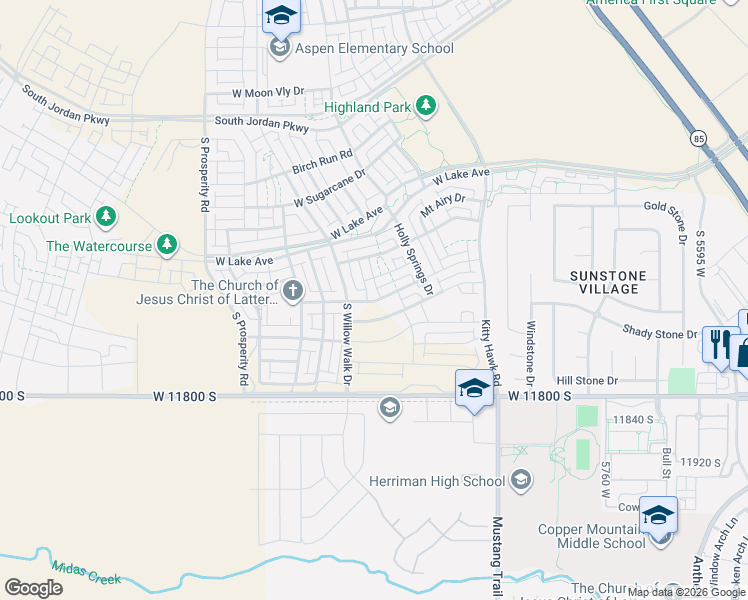 map of restaurants, bars, coffee shops, grocery stores, and more near 6172 West Folly Island Way in South Jordan