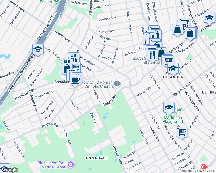 map of restaurants, bars, coffee shops, grocery stores, and more near 176 Mosely Avenue in Staten Island